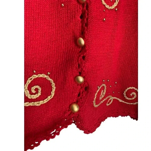Vintage Kathie Lee Cardigan Sweater Size Medium Red - Picture 5 of 10